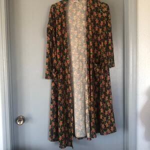 Women's Dark Floral Open Duster Cardigan size Small Whimsygoth
